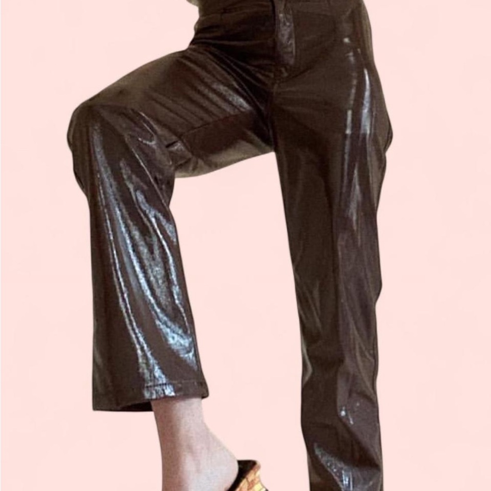 Autobody patent leather brown pants